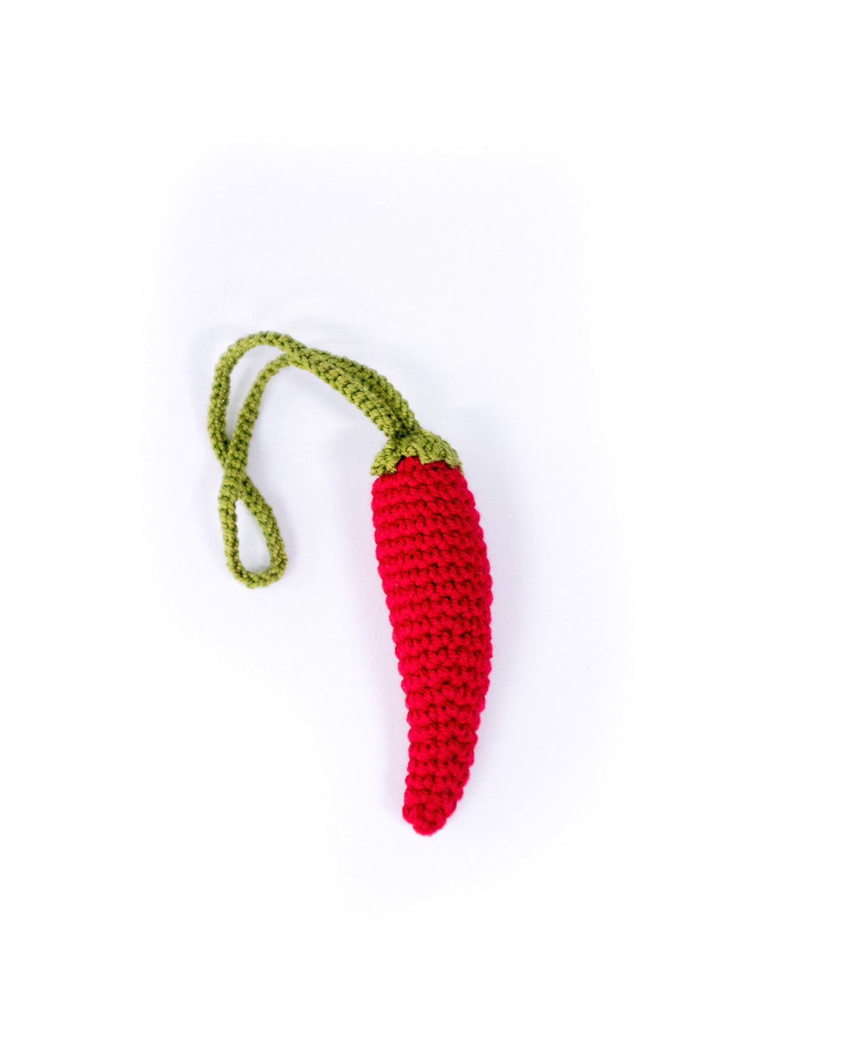 Crochet Red Paprika Charm Keychain