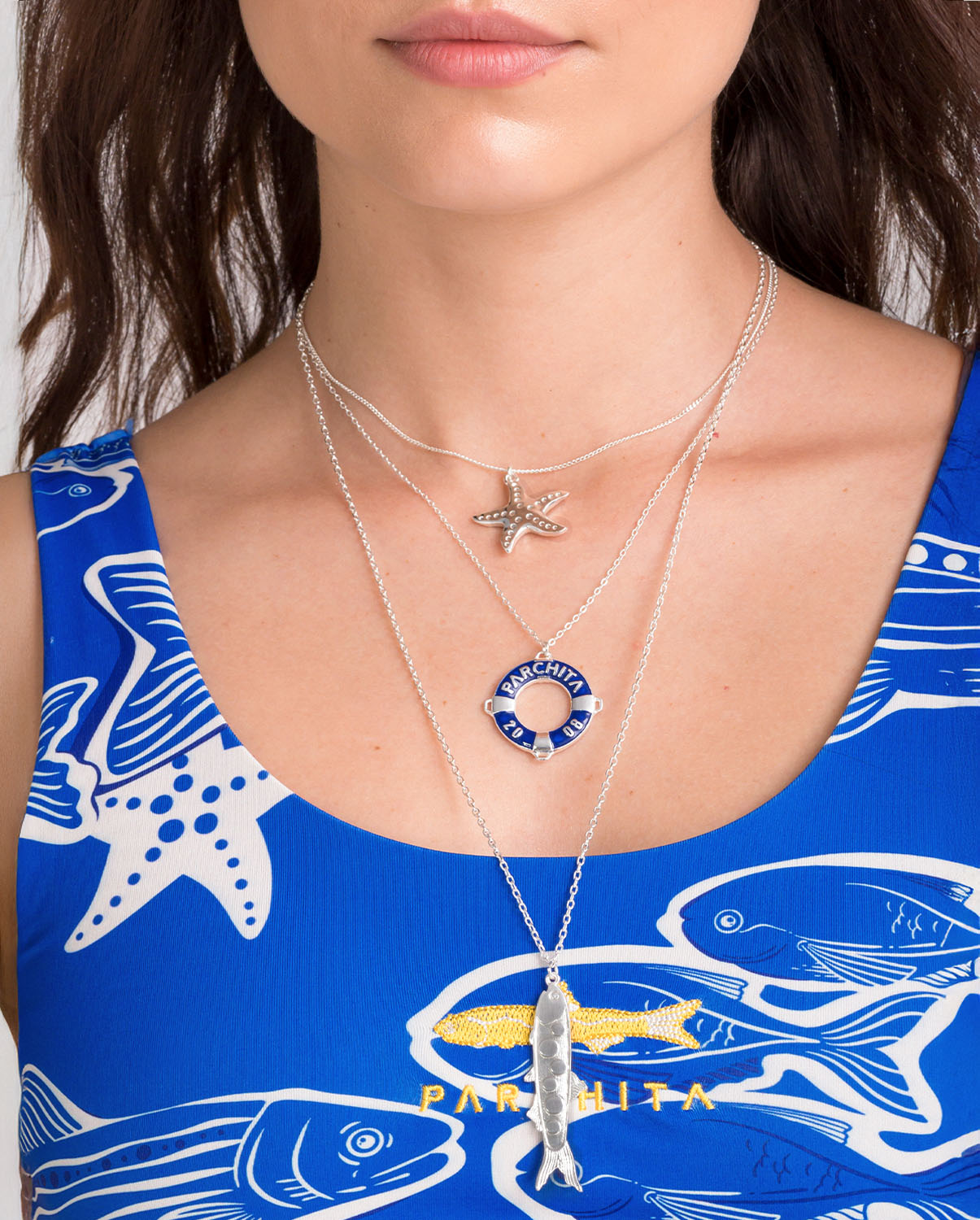 Set x 3 Cadena Santorini Plata