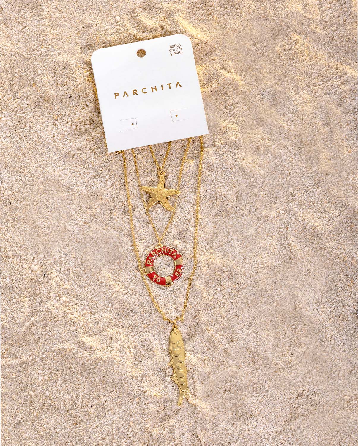 Set x 3 Cadena Santorini Dorado