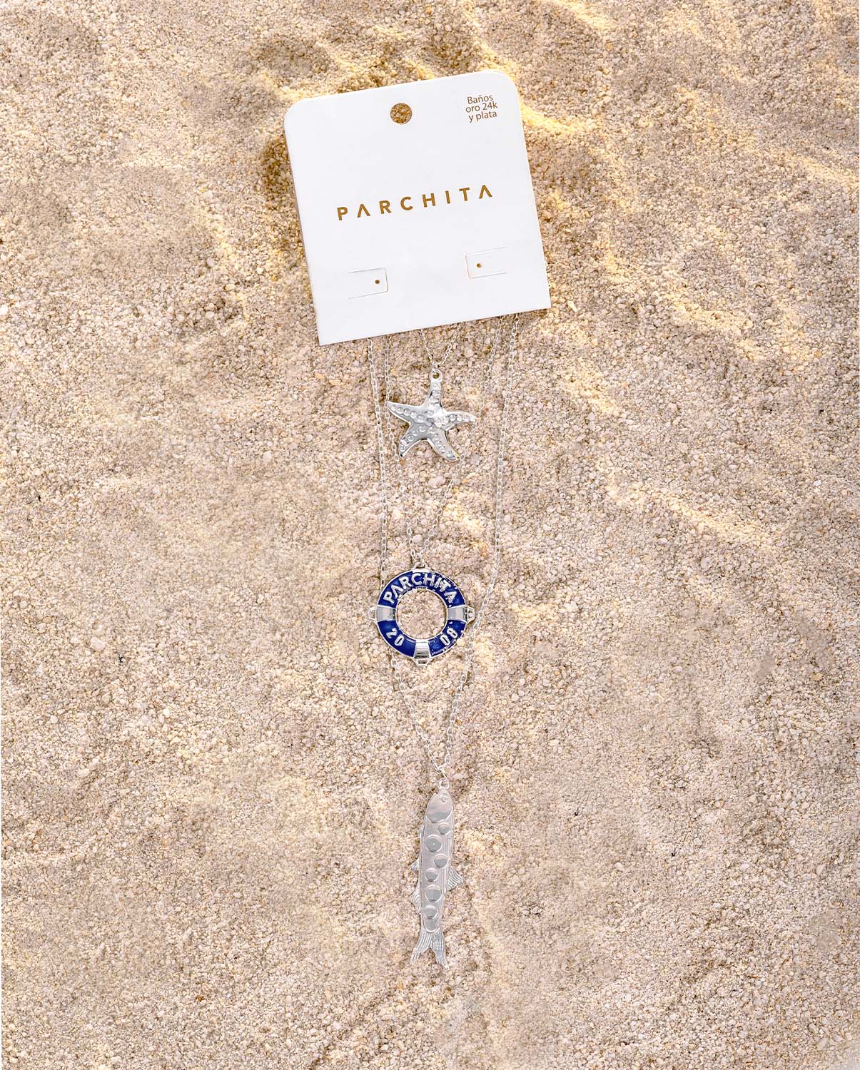 Set x 3 Cadena Santorini Plata
