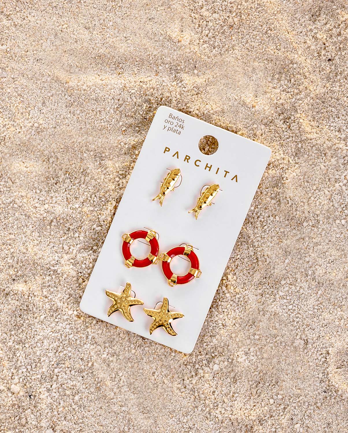 Set x 3 Aretes Brisa Dorado