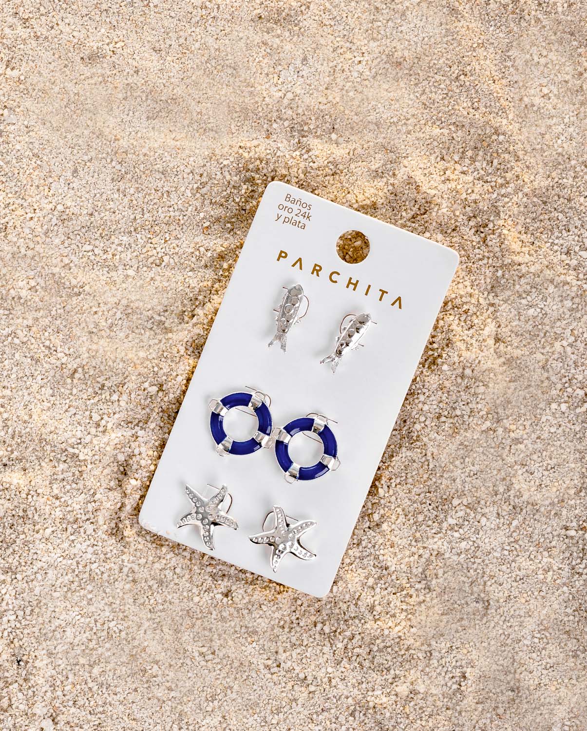 Set x 3 Aretes Brisa Plateado