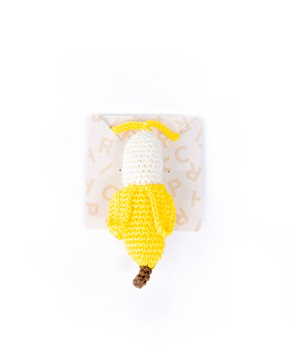 Yellow Crochet Banana Charm Keychain
