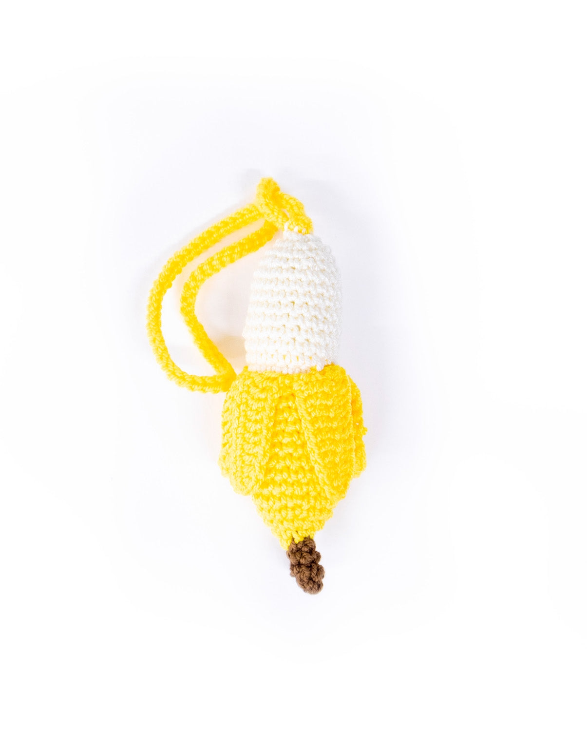 Yellow Crochet Banana Charm Keychain