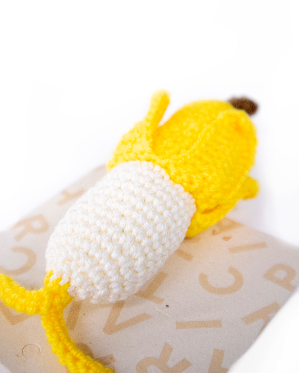 Yellow Crochet Banana Charm Keychain