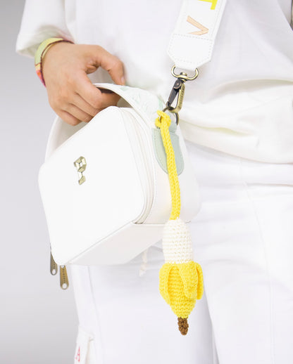 Yellow Crochet Banana Charm Keychain