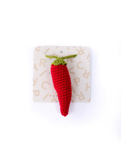 Crochet Red Paprika Charm Keychain