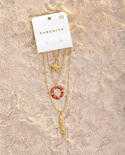 Set x 3 Cadena Santorini Dorado
