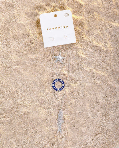 Set x 3 Cadena Santorini Plata